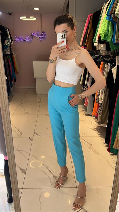 Quzu Yüksek Bel Kumaş Pantolon