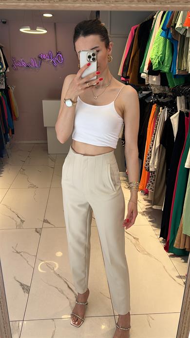 Quzu Yüksek Bel Kumaş Pantolon