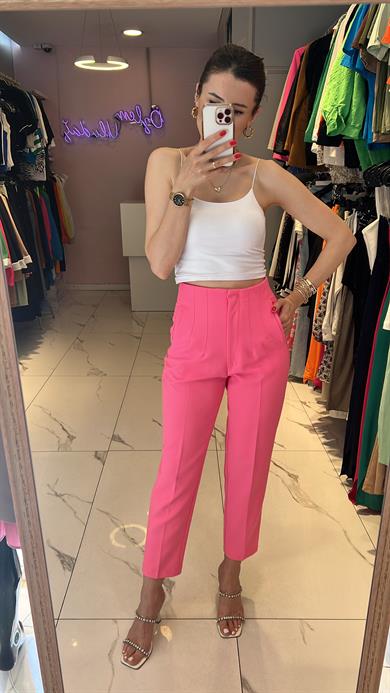 Quzu Yüksek Bel Kumaş Pantolon