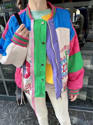 Qzu Renkli Bomber Ceket