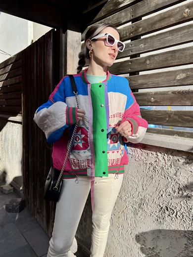 Qzu Renkli Bomber Ceket