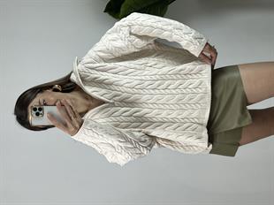 Saç Örgülü Fermuarlı Kazak 