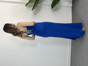 Saks Derin Yırtmaçlı Abiye Elbise