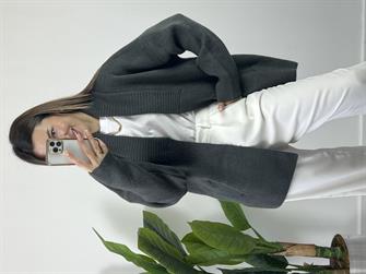 Şal yaka cep detay hırka