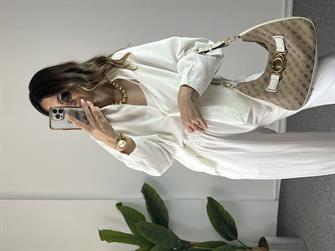 Şalvar Gömlekli Beyaz İkili Takım