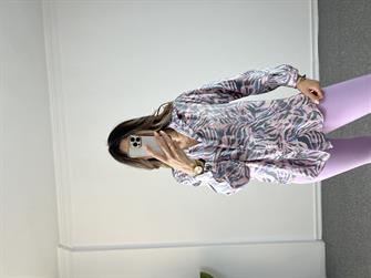 Saten Pembe Desenli Gömlek