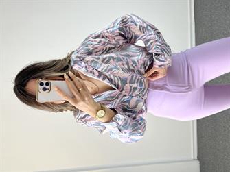 Saten Pembe Desenli Gömlek