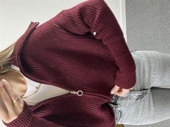 Selanik Örgü Geniş Bordo Füme Hırka