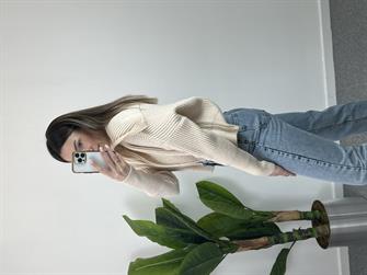 Selanik Örgü Geniş Krem Füme Hırka