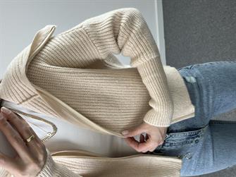 Selanik Örgü Geniş Krem Füme Hırka