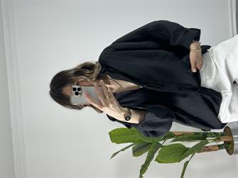 Siyah Düşük Omuz Tensel Gömlek