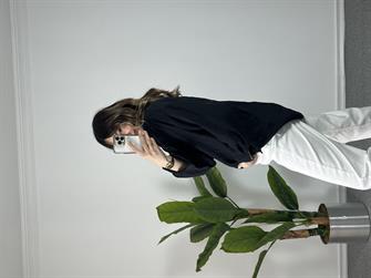 Siyah Düşük Omuz Tensel Gömlek