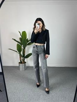 Siyah Kısa Blazer Ceket