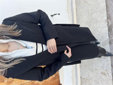 Siyah Kuşaklı Kaşe Kaban