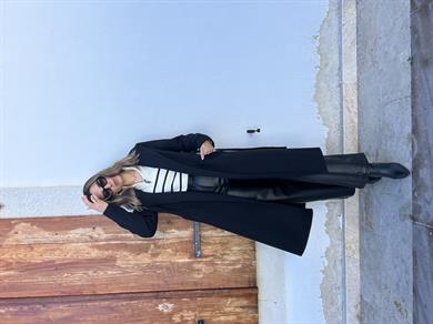 Siyah Kuşaklı Kaşe Kaban