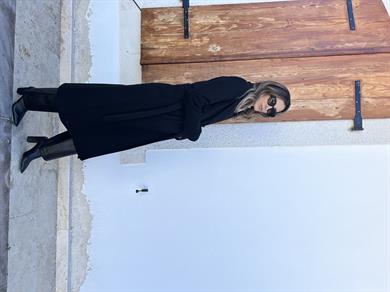 Siyah Kuşaklı Kaşe Kaban