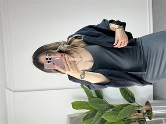 Siyah Tensel Yarasa Kol Gömlek