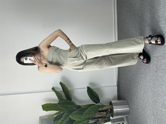 Straplez Çağla Yeşil Tulum 