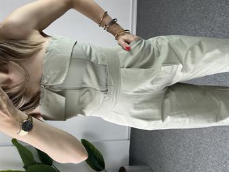 Straplez Çağla Yeşil Tulum 