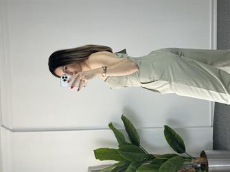 Straplez Çağla Yeşil Tulum 