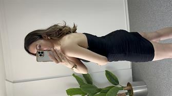 Straplez Drapeli Siyah Mini Elbise