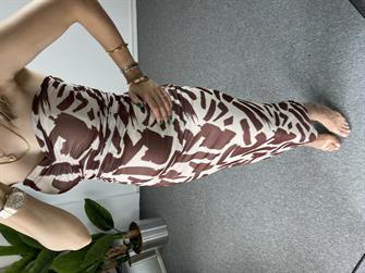 Straplez Şifon Desenli Elbise