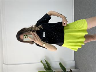 Taşlı Baskılı Siyah Tshırt