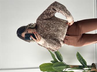 Taşlı Yün Kahverengi Kazak