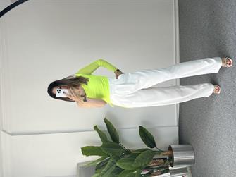 Tek Omuz Tül Neon Yeşil Bluz