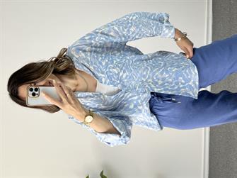 Tensel Açık Mavi Desenli Gömlek