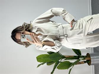 Tensel Kumaş Kemer Detay İkili Takım