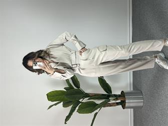 Tensel Kumaş Kemer Detay İkili Takım