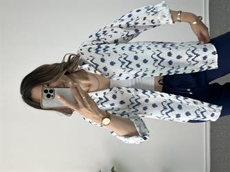 Tensel Lacivert Desenli Gömlek