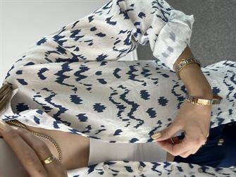 Tensel Lacivert Desenli Gömlek