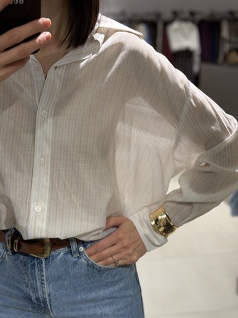 Transparan Çizgili Gömlek KREM