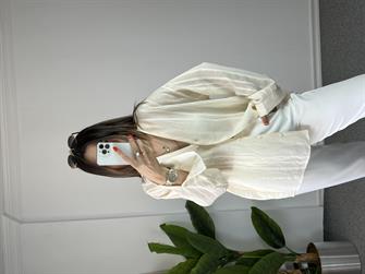 Transparan Krem Gömlek 