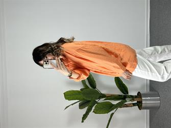 Turuncu Düşük Omuz Tensel Gömlek