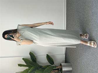 Vatkalı Bej Modal Elbise