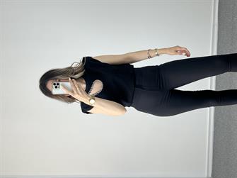 Vatkalı Damla Siyah T-shırt