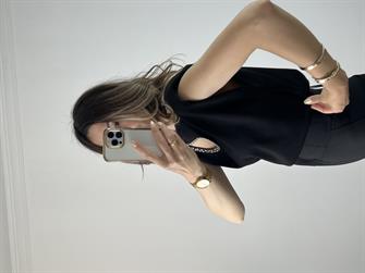 Vatkalı Damla Siyah T-shırt