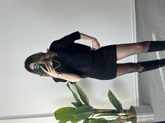 Vatkalı T-shirt Siyah Elbise