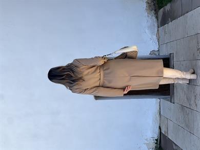 Vizon Kuşaklı Kaşe Kaban