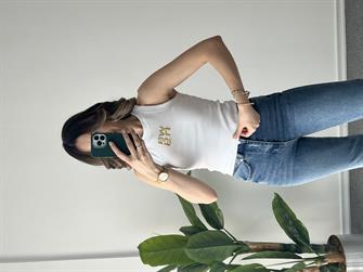 Wang Nakış Detay Beyaz Atlet