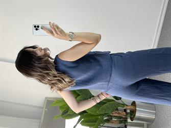 Yelekli Lacivert Ham Keten Takım 