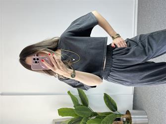 Yıkamalı Antrasit Crop Takım