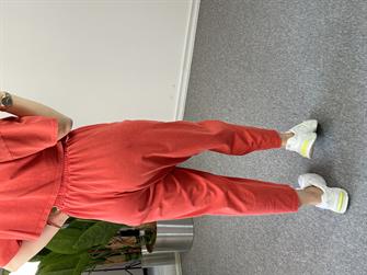 Yıkamalı Kırmızı Crop Takım