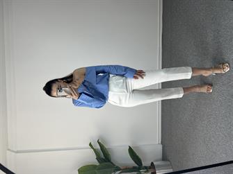 Yüksek bel Beyaz Slim Fit Pantolon