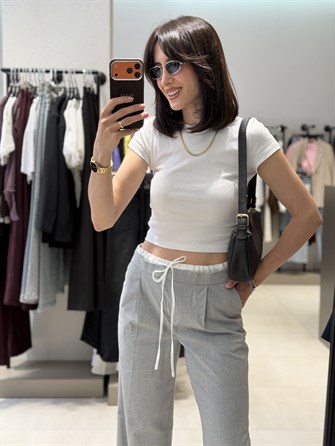Zr Model Beli Lastikli Pantolon GRİ