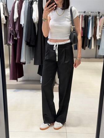 Zr Model Beli Lastikli Pantolon SİYAH