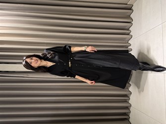 ZR MODEL TENSEL MİDİ BOY DÜĞMELİ ELBİSE SİYAH
